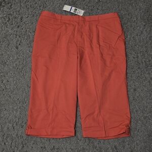 NWT Alfred Dunner Petite Capri Pants Size 18P Coral Orange Side Pocket Cuffed